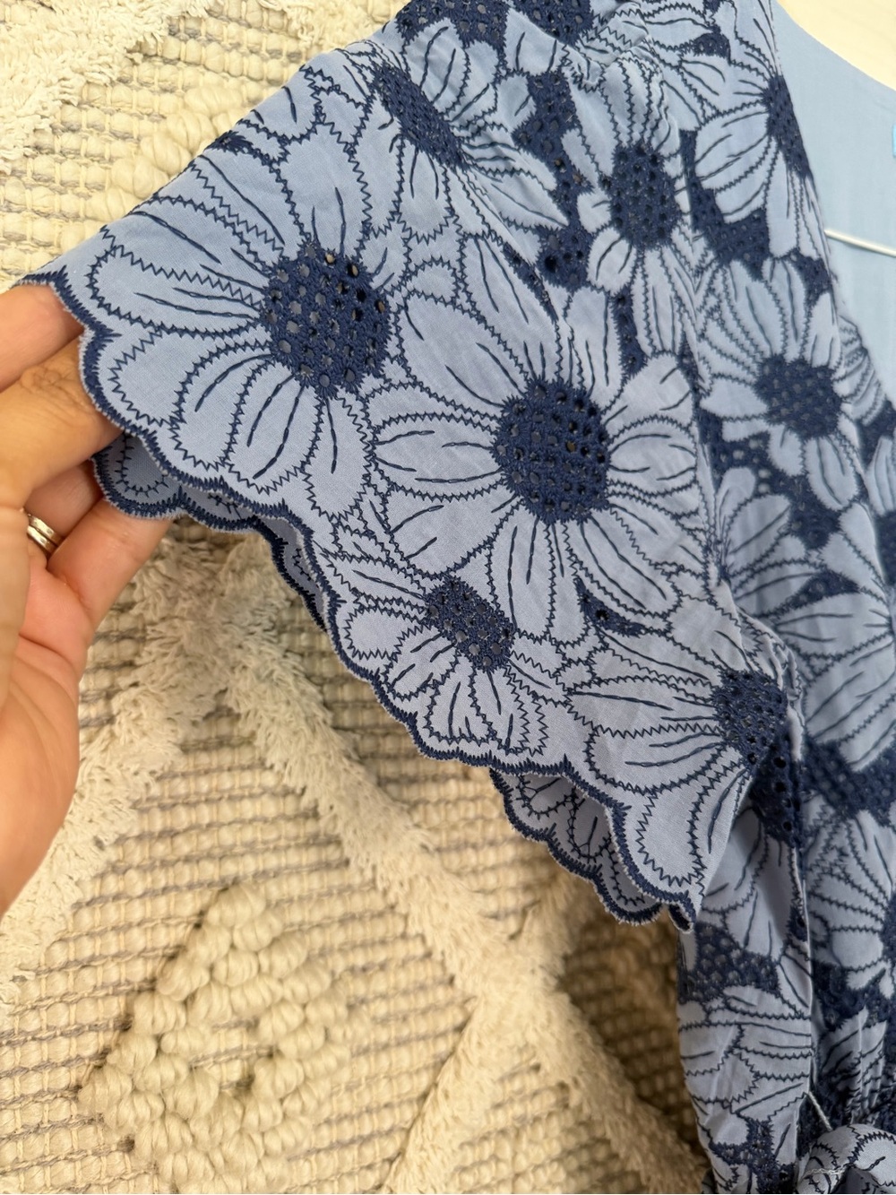 Draper James blue floral is embroidered mini belted dress
